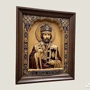 Святой Николай Чудотворец резная икона из бука — необычный подарок — фотография 2
