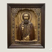 Подарочная святой Сергий Радонежский икона из ясеня — фотография 1