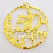 Юбилейная медаль «50 лет» с фианитом — оригинальный подарок — фотография 4