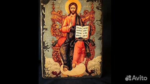 Икона деревянная "Спас-Вседержитель на троне" в подарок