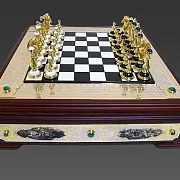Шахматы «Баталия» из мрамора и долерита в подарок — фотография 3