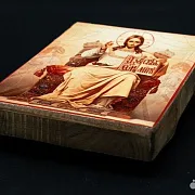 Икона "Господь-Вседержитель на троне" 15*12 см — необычный подарок — фотография 3