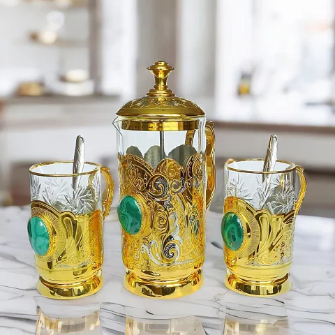 Чайная пара "Малахит" c заварником. Златоуст — красивый подарок