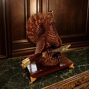 Дамасский нож «Глухарь» на подставке — оригинальный подарок — фотография 1