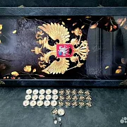 Нарды под стеклом «Золотой Герб России» в подарок — фотография 3