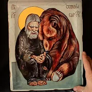 Икона " Серафим Саровский" 36*30 см — красивый подарок — фотография 1