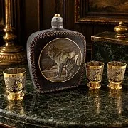 Набор фляжка кожа "Волки". Златоуст — красивый подарок — фотография 1