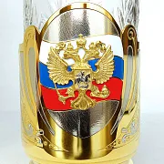 Подстаканник со стаканом «Герб России» из Златоуста — оригинальный подарок — фотография 5