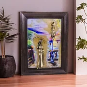 Ручная работа: Картина «Девушка с зонтом. Набережная. Парусники» на ониксе — фотография 1
