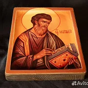 Икона деревянная "Святой Апостол Матвей" — красивый подарок — фотография 3