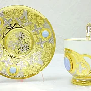 Кофейная чашка с блюдцем "Голубой агат". Златоуст — оригинальный подарок — фотография 5