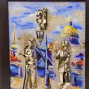 Ключница «Пара. Набережная. Мост» с бронзой и ониксом — оригинальный подарок — фотография 3