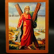 Икона деревянная "Святой Апостол Андрей" — оригинальный подарок — фотография 4