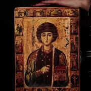 Подарочная икона "Святой Пантелеймон-целитель" дерево — фотография 1