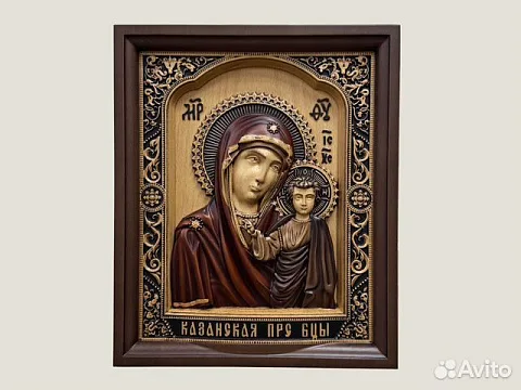 Икона резная из дерева Казанская Божия Матерь — необычный подарок
