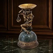 Подсвечник «Весы» из бронзы и змеевика — необычный подарок — фотография 1