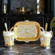 Кофейная пара из фарфора с агатом. Златоуст — оригинальный подарок — фотография 1